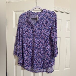 Chic Floral Print Blouse in Purple